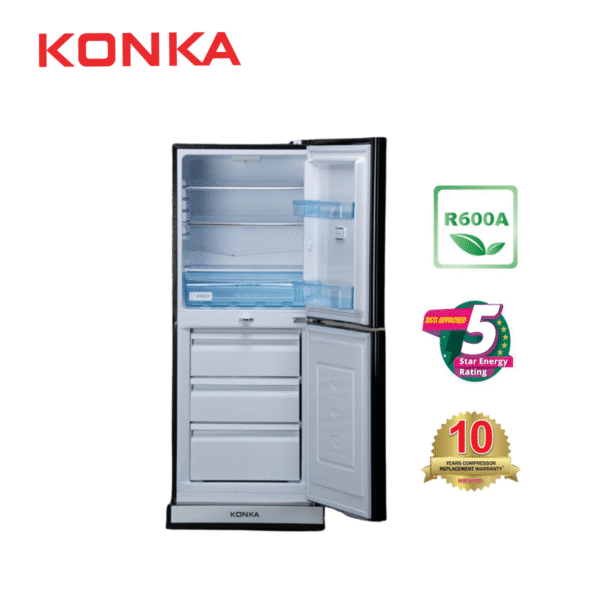 KONKA Refrigerator-KRB 190GB Black Texture-2-Door, Bottom Freezer (190 Ltr) - Image 2
