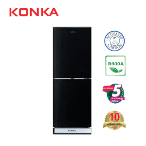 KONKA Refrigerator-KRT-240GB-2-Door, Upper Freezer (240 Ltr) Black Texture