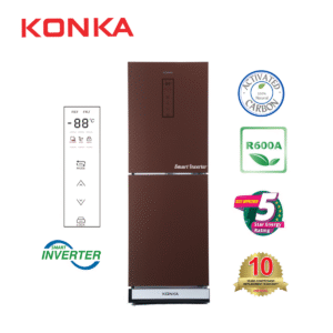 KONKA Refrigerator-KRT-282EIGB-Light Silver with Spot Upper Freezer, Electronics Control, Digital Display with Inverter Technology (282 LTR)