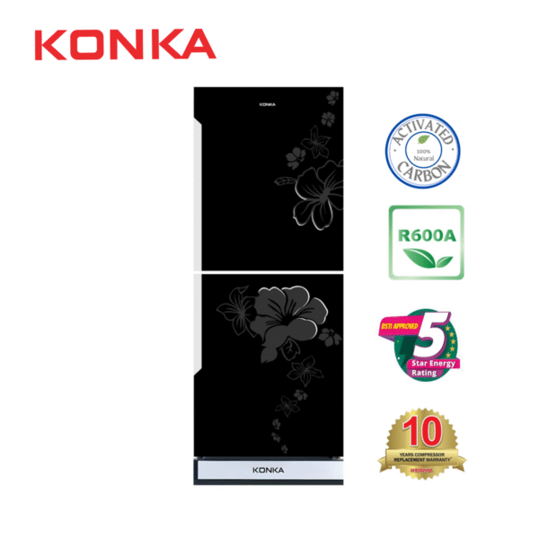 KONKA Refrigerator-KRT-315GB-Black, Upper Freezer(315 LTR)
