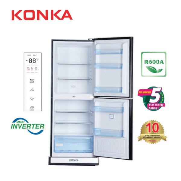 KONKA Refrigerator-KRT-315EIGB-Light Dark with Shade Upper Freezer, Digital Display with Inverter (315 LTR) - Image 2